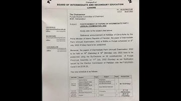 1st Year 11th Class New Announced Date Sheet 2022 All Punjab Board | 11th Class Date Sheet 2022