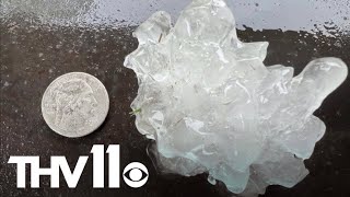 Huge hail causes major damage in Hot Springs