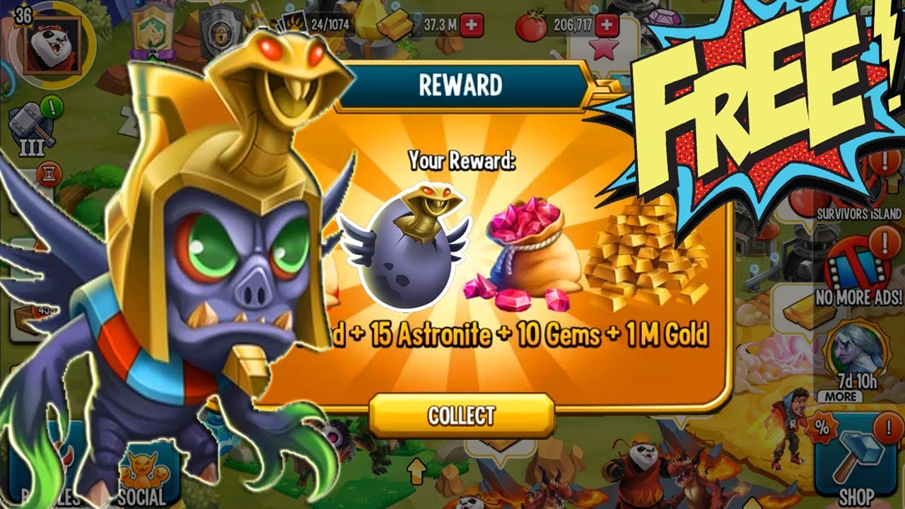 Monster Legends Get Reward free 50 gems Dunn Fatid - Food Gold Bounty Hunt The Nefilslayer Dreadorck