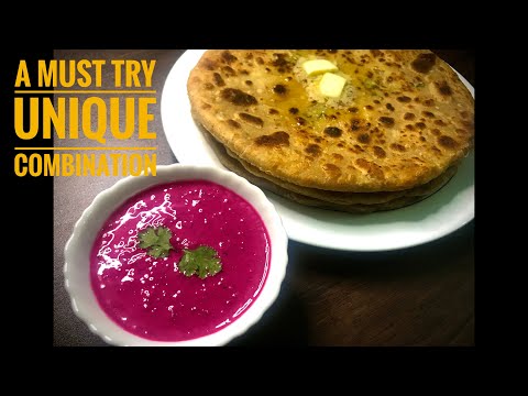 Fastest, delicious Aloo Paratha with a Beetroot Yoghurt accompaniment