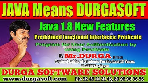 Java 1.8 New Features  ||  Program for User Authentication by using Predicate || by Durga