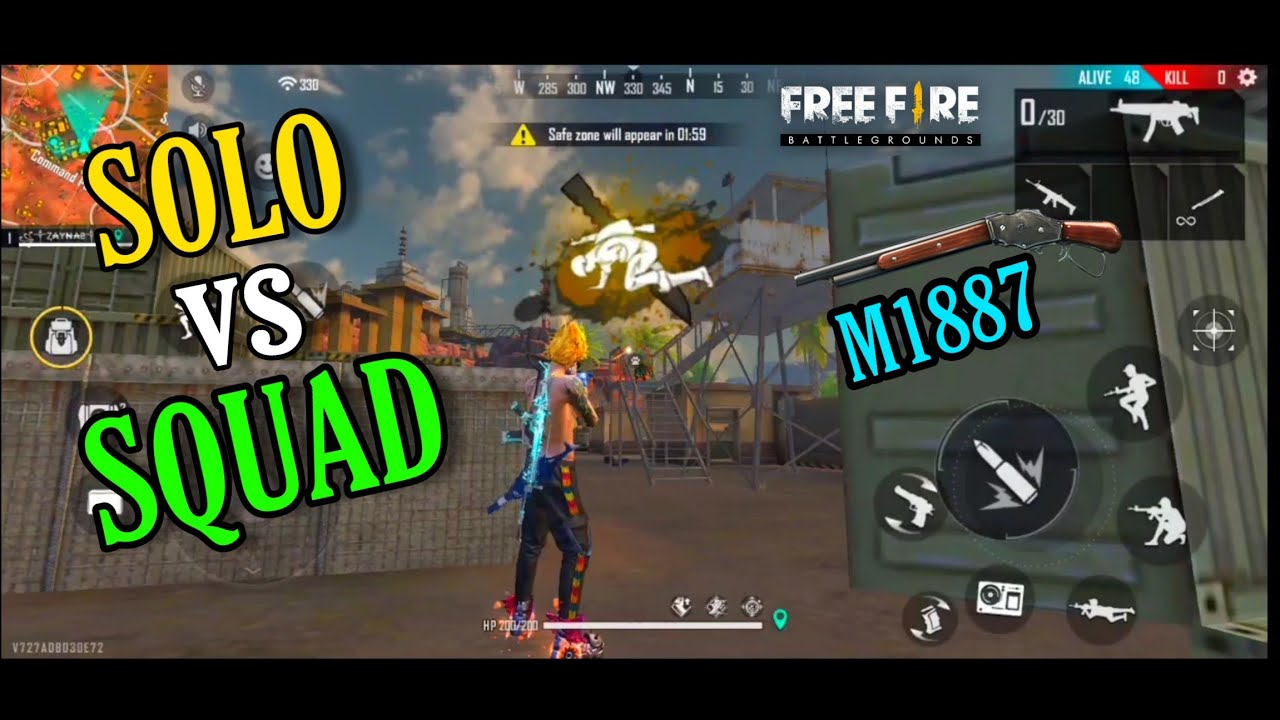 Solo VS Squad || 8 Kill || Crazy M1887 Gameplay|| Garena Free fire ...