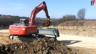 Hitachi Zaxis 290Lcn Loading Mercedes Trucks Fa. Fwa Fischer, B14 Backnang, Germany, 11.03.2014.