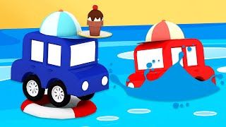 Мультики для детей: 4 машинки и гонки на пляже! Сборник мультфильмов для малышей
