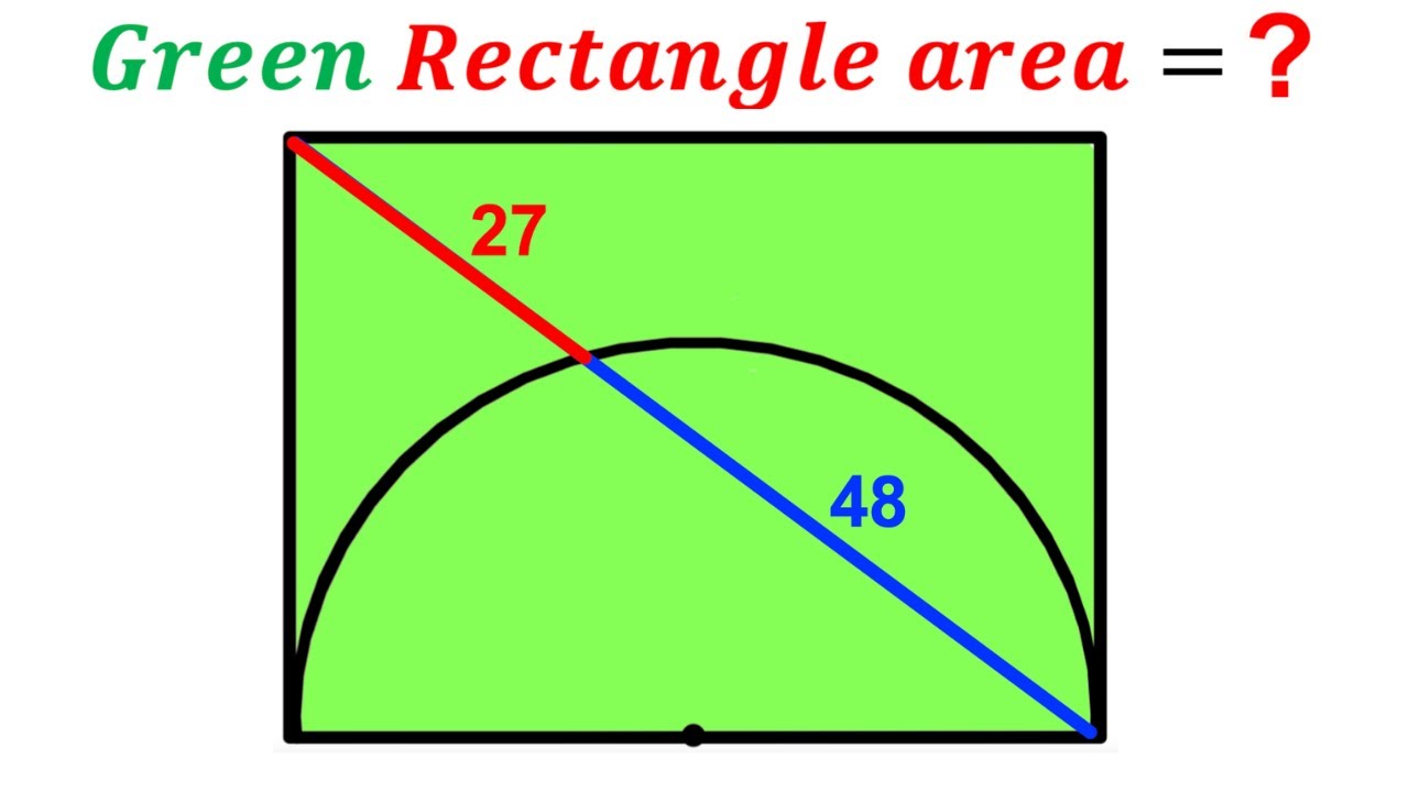 Can you find the area of the Green shaded Rectangle? | (Semicircle) | # ...