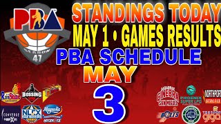 pba standings today May 1, 2024 | games results | games schedule may 3, 2024
