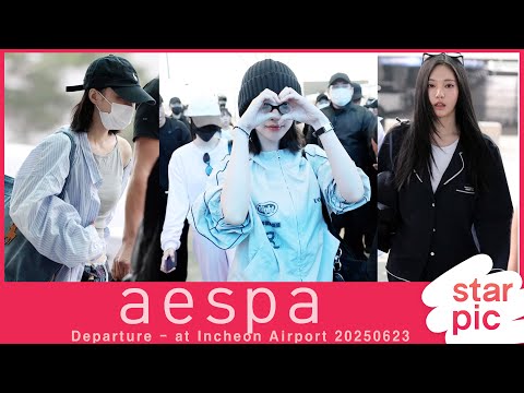 에스파 '러블리 굿모닝인사!' [STARPIC] / aespa Departure - at Gimpo Airport 20250623