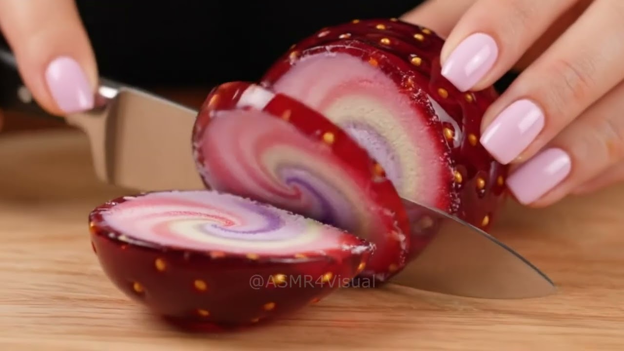 Satisfying Ice Cream Glass Fruit Cutting | ASMR Sounds Part 1 