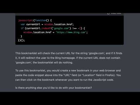 Using ChatGPT to make a JavaScript bookmarklet