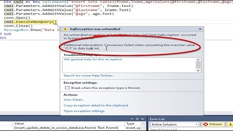 3 ways to solve error Conversion failed when converting the nvarchar value to data type int- vb.net