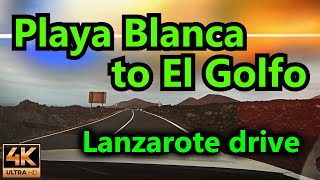 Drive from Playa Blanca to El Golfo / Car Ride / 4K