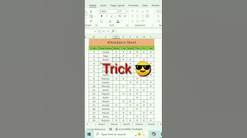 👍Attendance Sheet in Excel 💯#excel #viralshort #shortsfeed #attendancesheet
