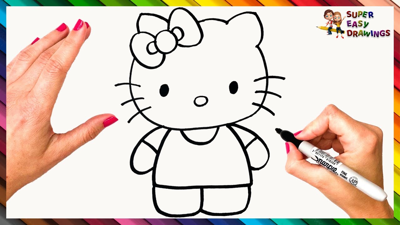 How to draw Hello Kitty  Sketchok easy drawing guides