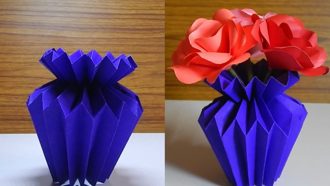 How To Make Paper Flower Vase at home (DIY Simple Paper Craft) - YouTube