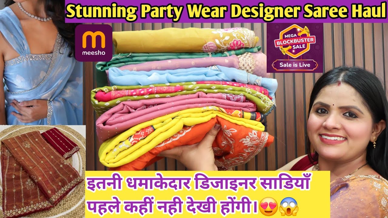 Meesho Huge Designer & Handwork Saree Haul 😍 ₹648 | Partywear & Wedding Sarees | Up To 80% OFF