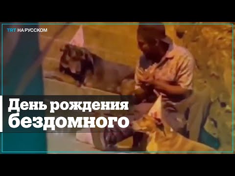 В Колумбии бездомный отметил свой день рождения с двумя собаками