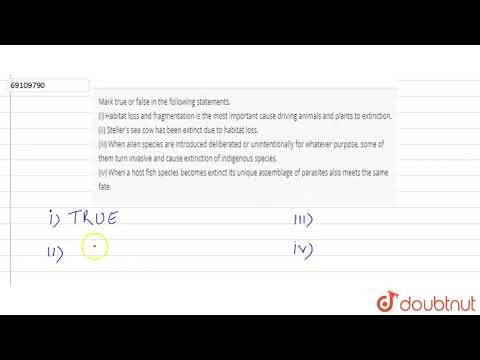 Mark true or false in the following statements. (i) Habitat loss and fragmentati