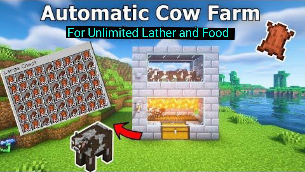Minecraft Automatic Cow Farm Tutorial How to Build an Automatic Cow