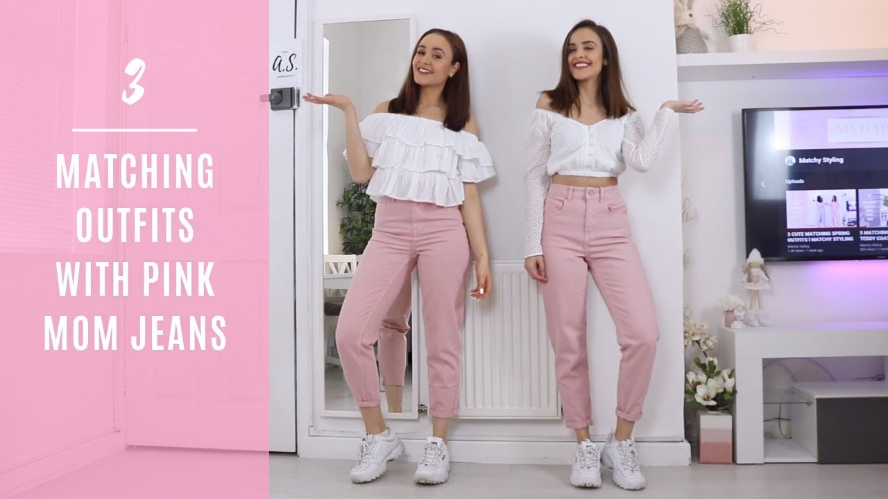 3 MATCHING OUTFITS WITH PINK MOM JEANS I MATCHY STYLING 