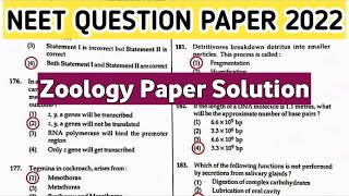 NEET 2022 Question Paper Complete Solved || Biology Zoology Solution || Part 2