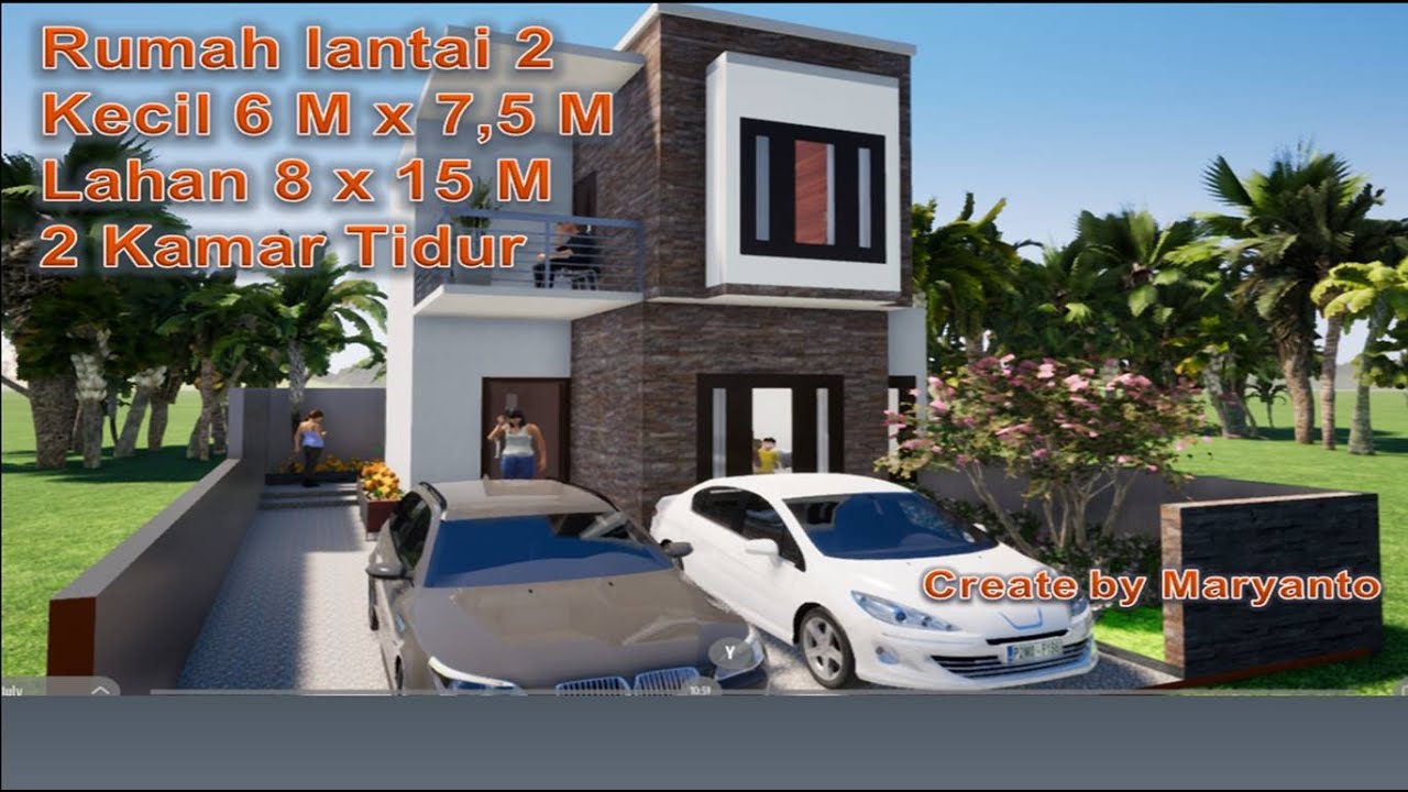 Desain rumah 2 lantai 6 M x 7 5 M YouTube Desain rumah 2 lantai 6 M x 7 5 M YouTube