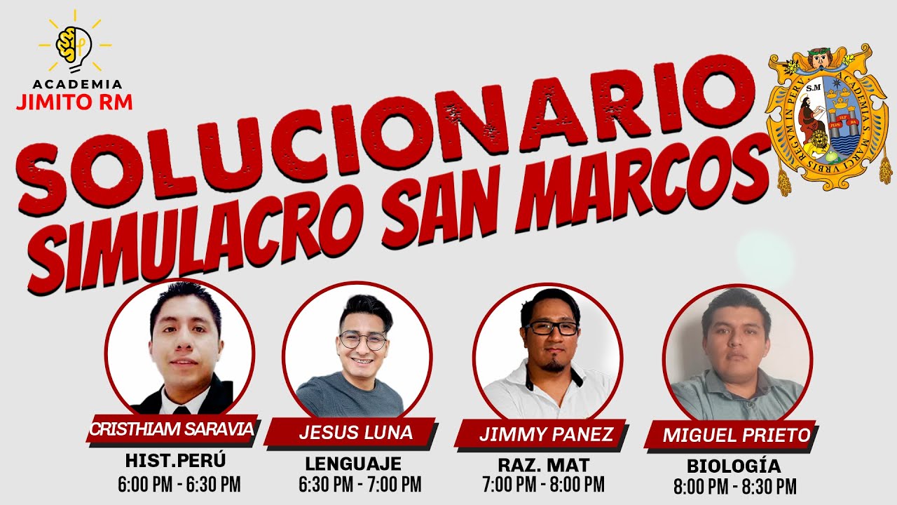 SOLUCIONARIO SIMULACRO UNMSM 2023 YouTube SOLUCIONARIO SIMULACRO UNMSM 2023 YouTube