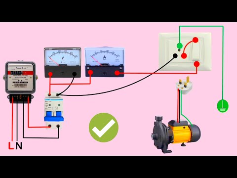 water pump complete wiring with volts amps meter