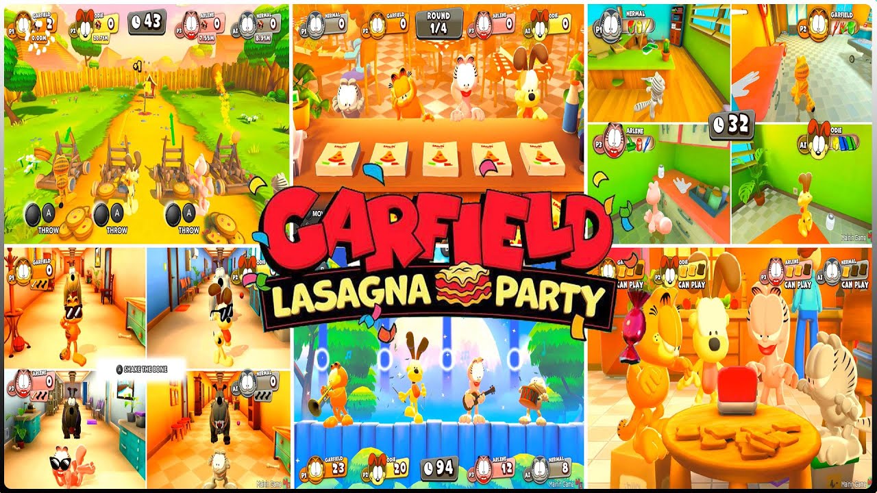 Garfield Lasagna Party - nintendo switch minigames - YouTube