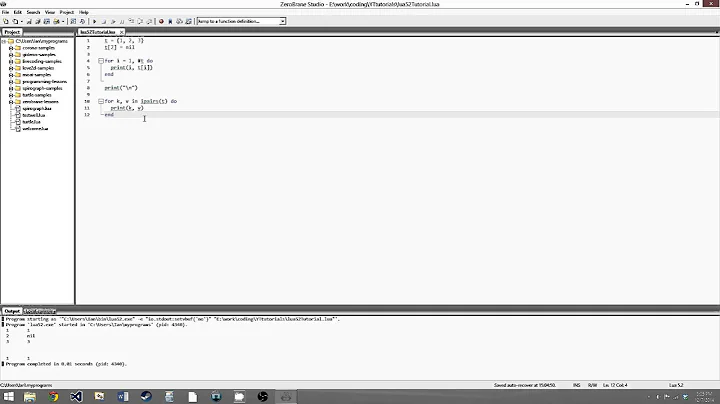 Lua 5.2 Tutorial 11: The Generic For Loop
