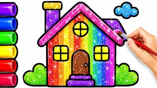 How to Draw Glitter House 🏡 | Cómo Dibujar Casa Brillante | Easy Drawing for Kids & Toddlers
