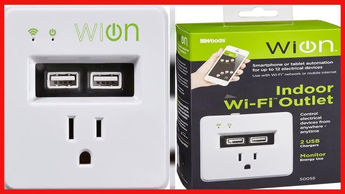 Woods WiOn Outdoor Wifi Yard Stake with 3-Outlets, Wireless Switch,  Programmable, Black