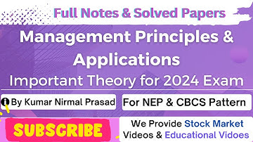 Management Principles and Applications Important Questions | BCom 3rd Semester | CBCS Patterns 2024