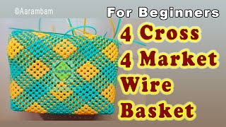 3 Roll 4 Cross 4 Crosscut Koodai Tutorial , Plastic Wire Koodai making, Basket Weaving 1