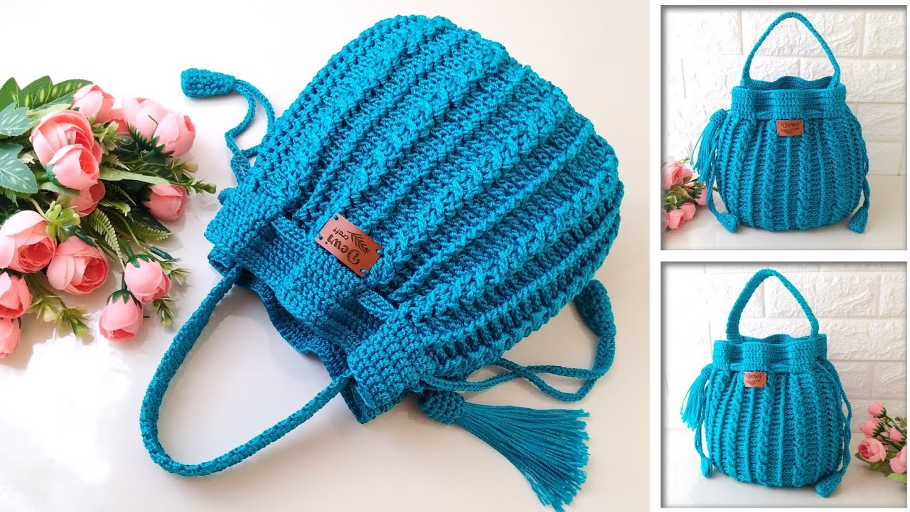 PERFECT😱 BEAUTIFUL CROCHET DRAWSTRING BAG LATEST DESIGN - CROCHET BAG ...