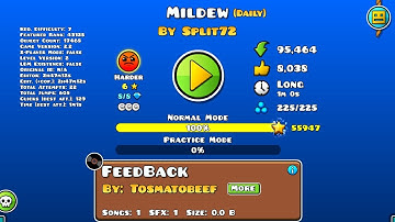 Mildew By Split72 100% with all coins Geometry Dash Daily Level.