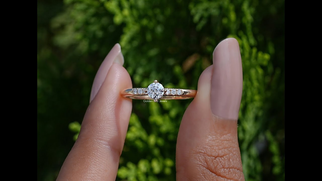 Old European Round Cut Lab Diamond Accent Ring
