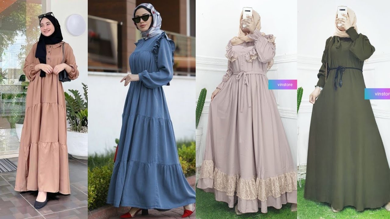 Model gamis polos casual terbaru||gamis terbaru||gamis cantik||fashion wanita