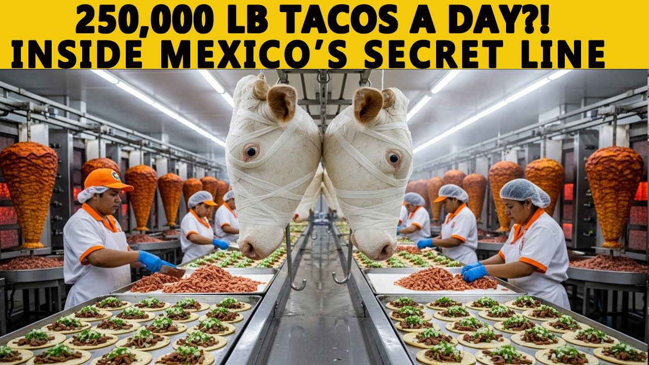 Inside the 250,000 LB Tacos Factory in MEXICO – From Marinated Meat to Authentic Street Tacos