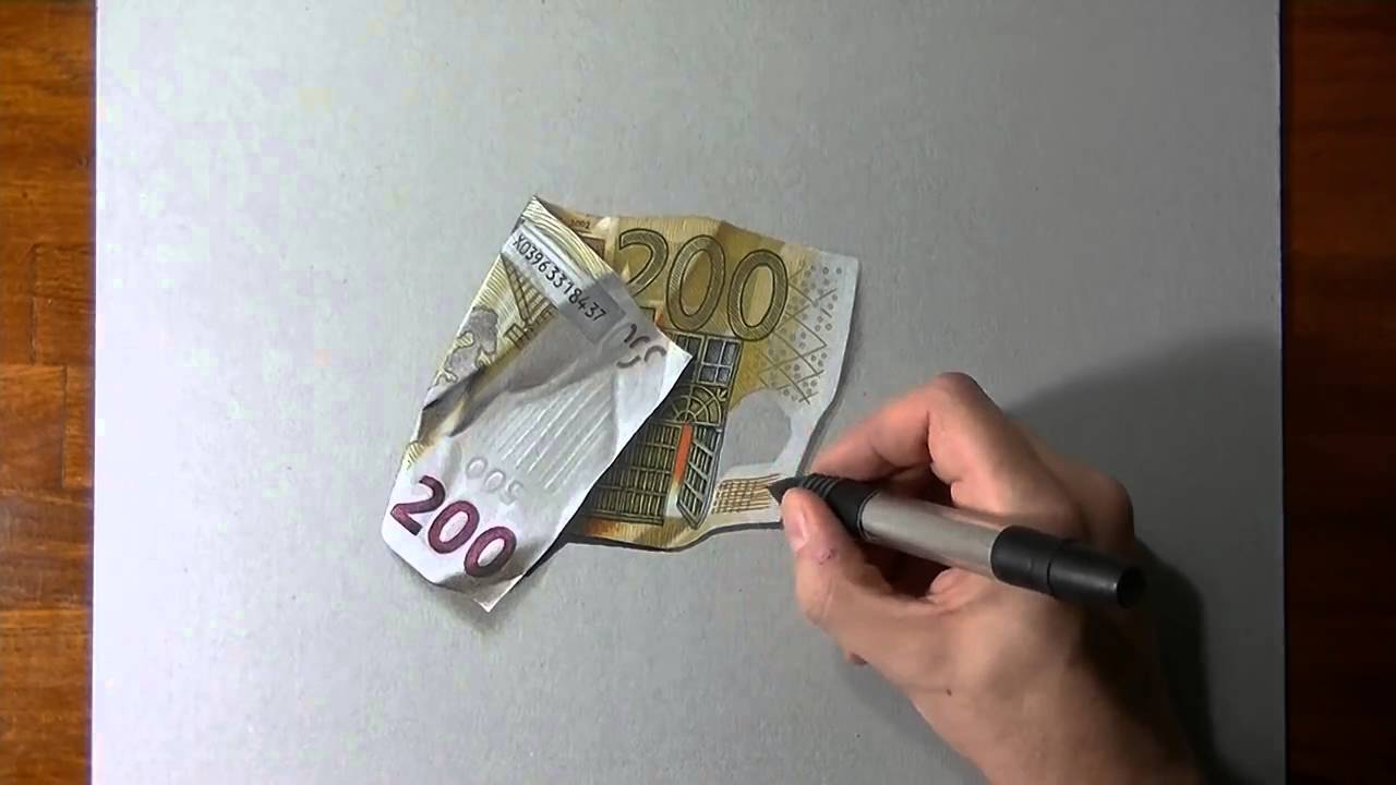 How I draw a 200 euro banknote