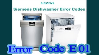 siemens dishwasher error code e01