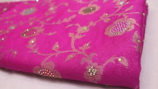 ARNG-4061 "The French Pink" Premium Banarasi Silk Saree||Warm Silk||Golden Zari||Swarovski||Crystals