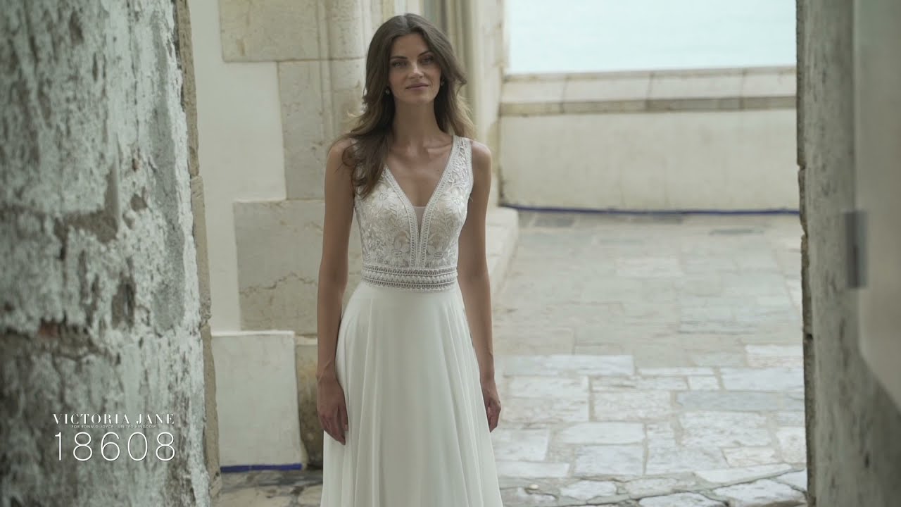 Victoria Jane 18608 chiffon and lace wedding dress with an open back  Veni  Infantino