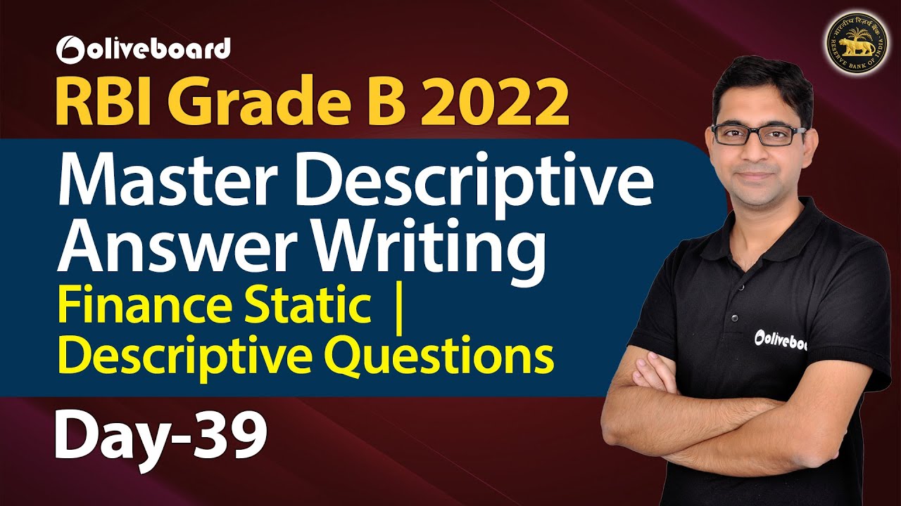 Descriptive Answer Writing for RBI 2022 |Finance Static | Descriptive Questions | Day 39