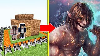 Eren Titan Tấn Công Nhà Được Bảo Vệ Bởi bqThanh và Ốc Trong Minecraft