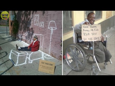 clever homeless people signs