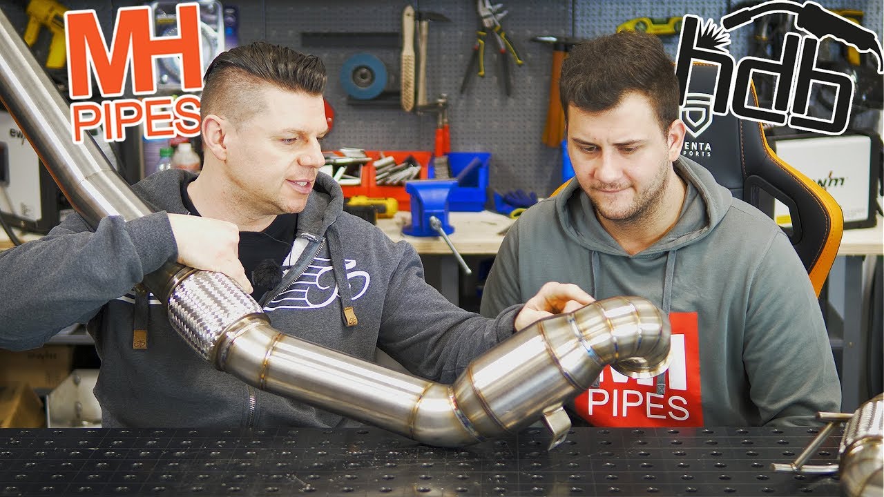 Abgasanlagen Auspuff WIG schweißen mit MH Pipes - Nissan GTR Downpipe Anlauffarben