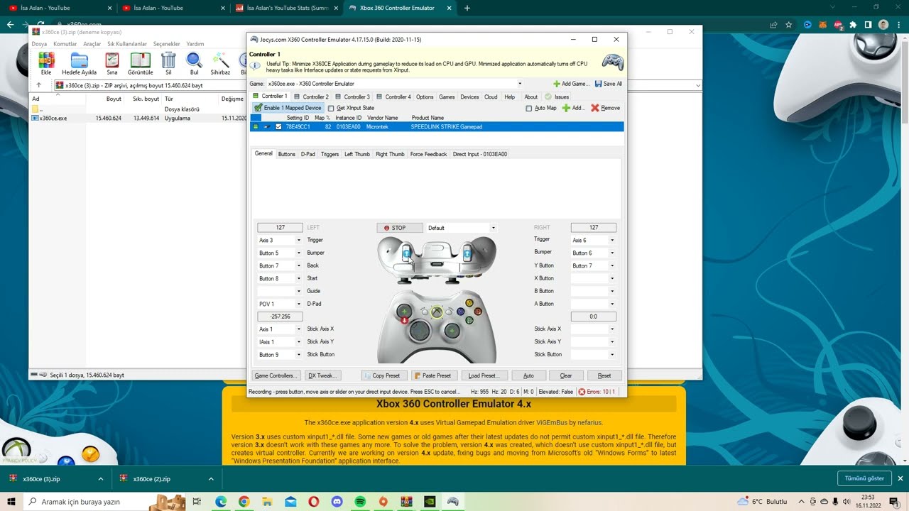 BİLGİSAYAR OYUN KOLU -TÜM AYARLARINI YAPMAK VE TİTREŞİMİ AÇMAK.