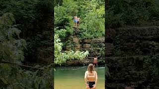 Current River - 2022. Bowen, Max, and Jack off cliff