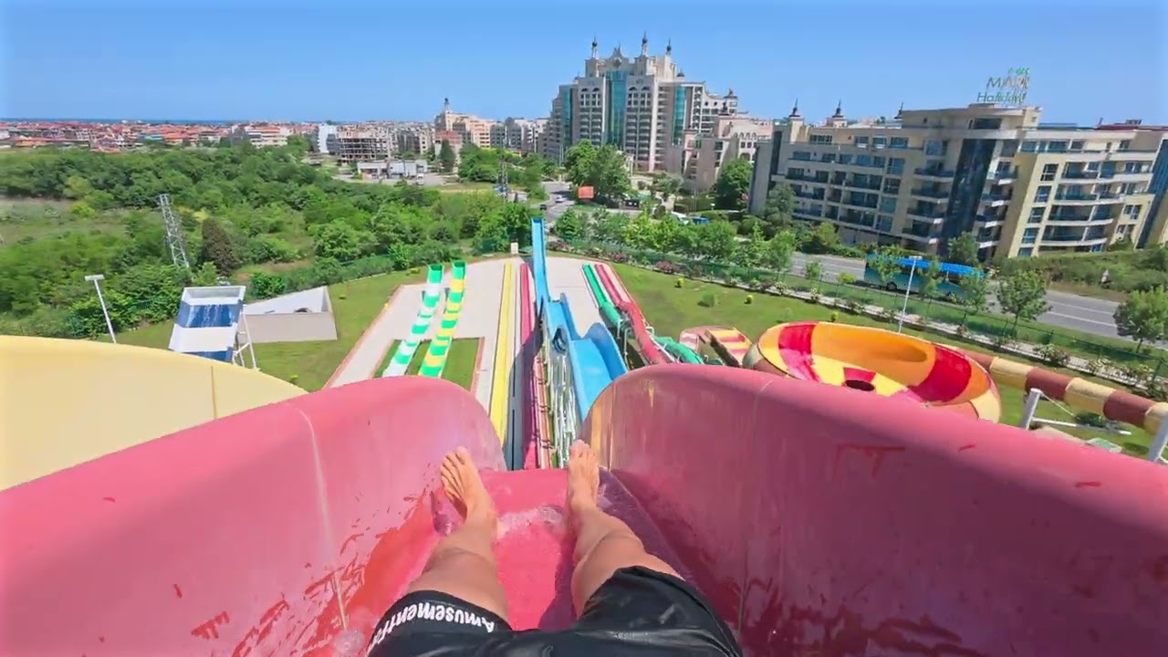 Free Fall Water Slide at Sunset Aquapark Pomorie 🇧🇬