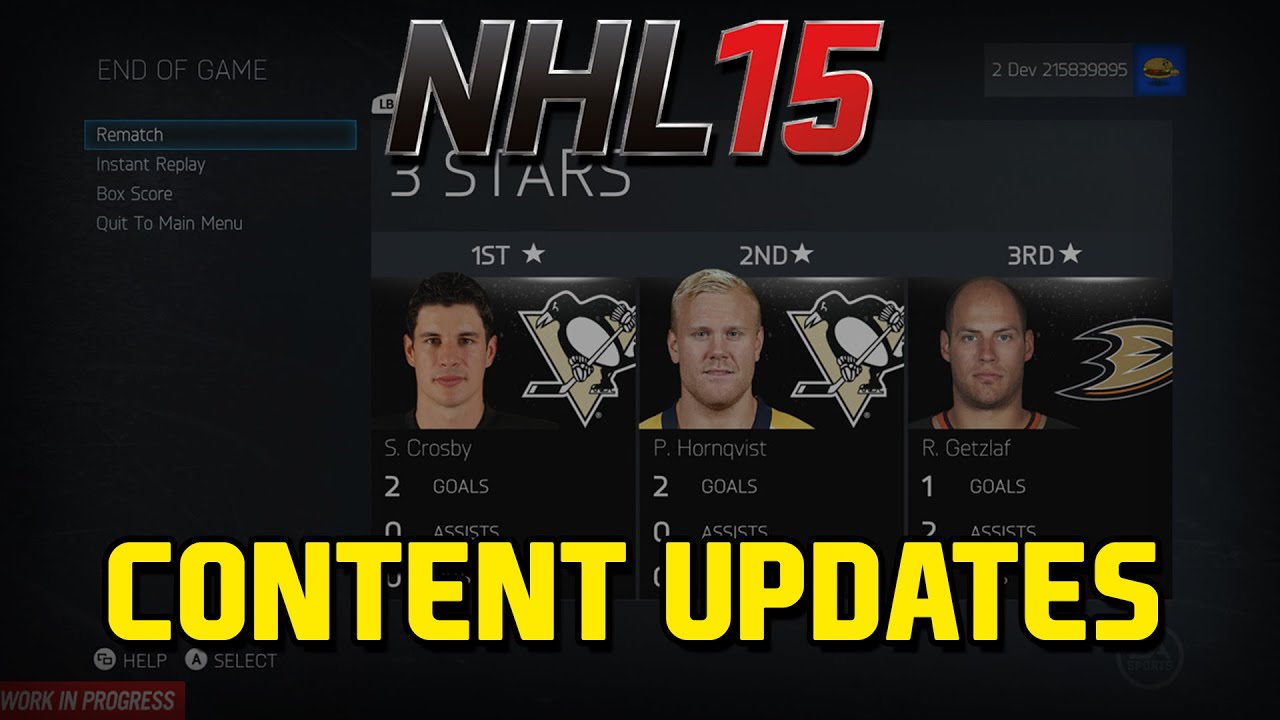 NHL 15 Content Updates (September & October)